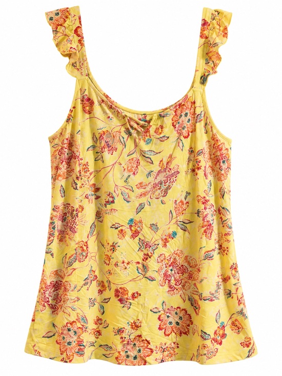 torrid Tops - torrid Yellow Floral Ruffle-Shoulder Tank
